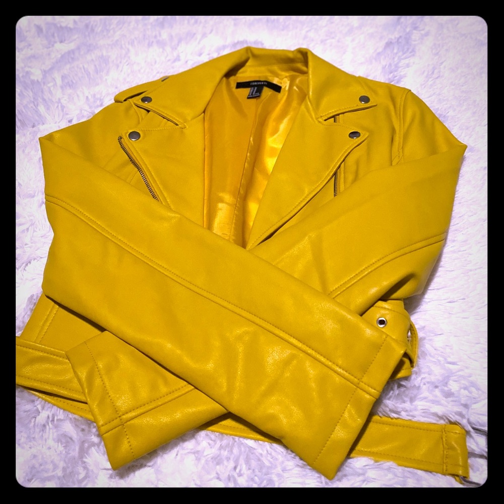 Yellow pleather motor jacket